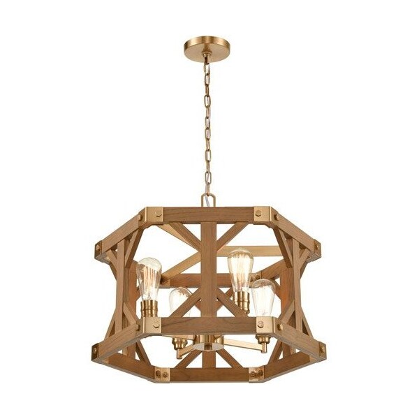 Structure 23'' Wide 4-Light Chandelier - Medium Oak